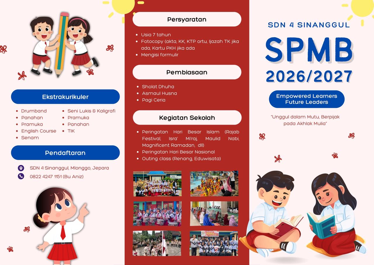 Penerimaan Peserta Didik Baru SDN 4 Sinanggul Tahun Ajaran 2026/2027